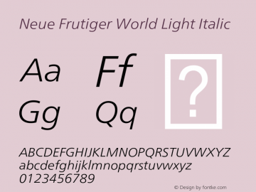 Neue Frutiger World Light It Version 1.00, build 12, s3图片样张