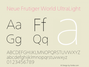 Neue Frutiger World UltLt Version 1.01图片样张