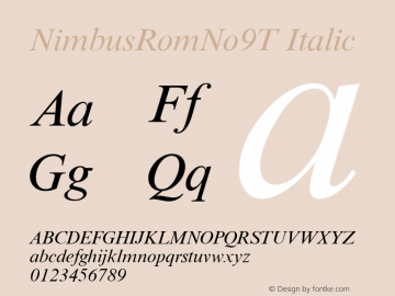 NimbusRomNo9T Italic Version 1.00图片样张