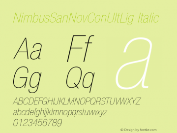 NimbusSanNovConUltLig Italic Version 1.00图片样张