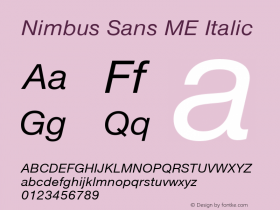 Nimbus Sans ME Italic Version 1.00图片样张