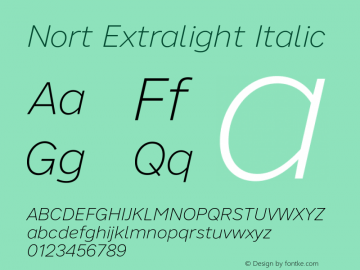 Nort Extralight Italic Version 7.70图片样张