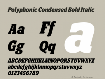 Polyphonic Condensed Bold Italic Version 1.000;PS 001.000;hotconv 1.0.88;makeotf.lib2.5.64775图片样张