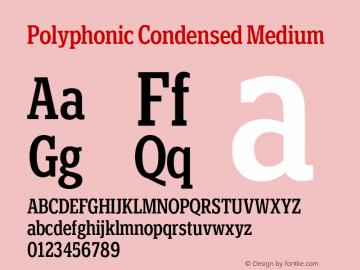 Polyphonic Condensed Medium Version 1.000;PS 001.000;hotconv 1.0.88;makeotf.lib2.5.64775图片样张