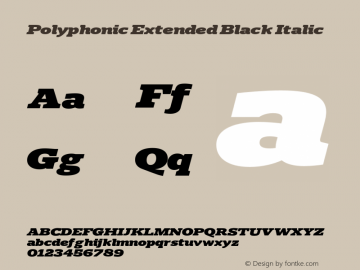 Polyphonic Extended Black Italic Version 1.000;PS 001.000;hotconv 1.0.88;makeotf.lib2.5.64775图片样张