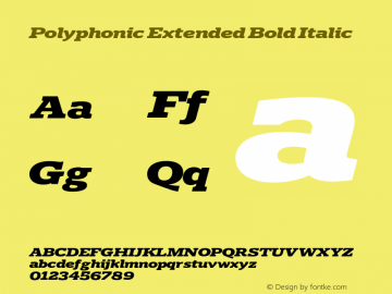 Polyphonic Extended Bold Italic Version 1.000;PS 001.000;hotconv 1.0.88;makeotf.lib2.5.64775图片样张