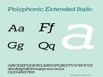 Polyphonic Extended Italic Version 1.000;PS 001.000;hotconv 1.0.88;makeotf.lib2.5.64775图片样张