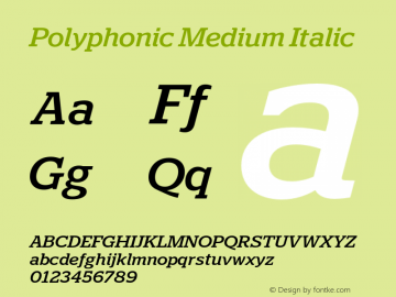 Polyphonic Medium Italic Version 1.000;PS 001.000;hotconv 1.0.88;makeotf.lib2.5.64775图片样张