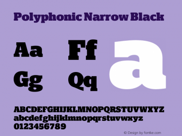 Polyphonic Narrow Black Version 1.000;PS 001.000;hotconv 1.0.88;makeotf.lib2.5.64775图片样张