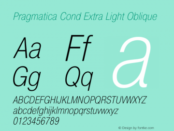 Pragmatica Cond Extra Light Obl Version 2.000图片样张