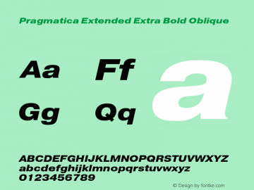 Pragmatica Extended Extra Bold Obl Version 2.000图片样张