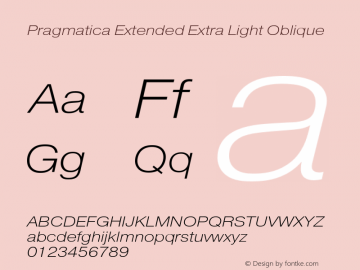 Pragmatica Extended Extra Light Obl Version 2.000图片样张