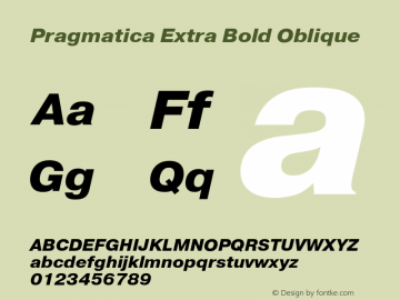 Pragmatica Extra Bold Obl Version 2.000图片样张