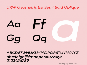 URW Geometric Ext Semi Bold Oblique Version 1.00图片样张