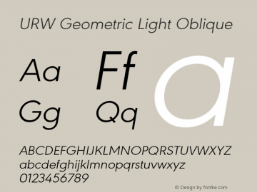 URW Geometric Light Oblique Version 1.00图片样张