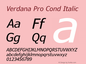 Verdana Pro Cond Italic Version 6.02图片样张