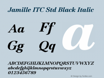 Jamille ITC Std Black Italic Version 1.000;PS 001.000;hotconv 1.0.38 Font Sample