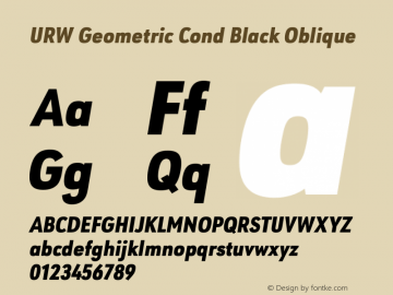 URW Geometric Cond Black Oblique Version 1.00图片样张