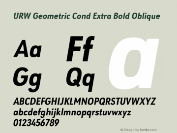 URW Geometric Cond Extra Bold Oblique Version 1.00图片样张