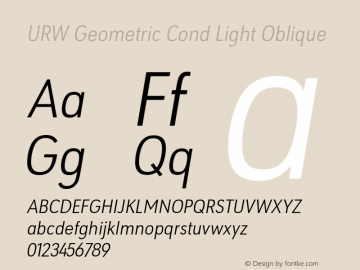 URW Geometric Cond Light Oblique Version 1.00图片样张