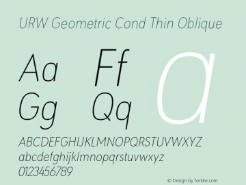 URW Geometric Cond Thin Oblique Version 1.00图片样张