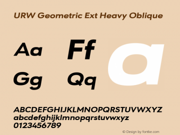 URW Geometric Ext Heavy Oblique Version 1.00图片样张