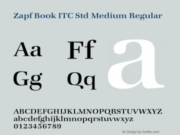 Zapf Book ITC Std Medium Regular Version 1.000;PS 001.000;hotconv 1.0.38图片样张