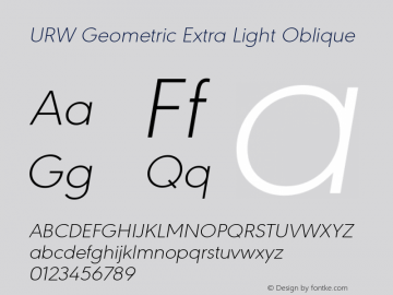 URW Geometric Extra Light Oblique Version 1.00图片样张