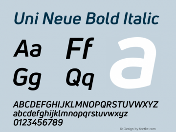 UniNeueBold-Italic Version 1.0图片样张