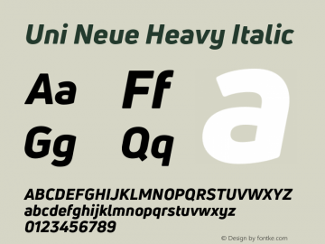 UniNeueHeavy-Italic Version 1.0图片样张