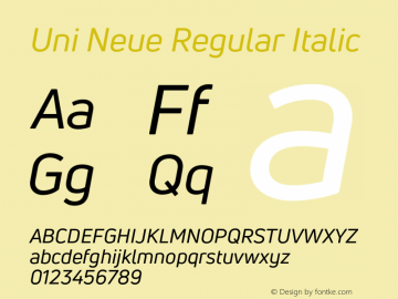 UniNeueRegular-Italic Version 1.0图片样张