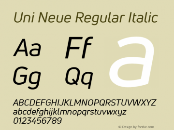 UniNeueRegular-Italic Version 1.0图片样张