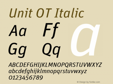 Unit OT Italic Version 7.600, build 1027, FoPs, FL 5.04图片样张
