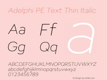 Adelphi PE Text Thin Italic Version 1.000 | w-rip DC20191030图片样张