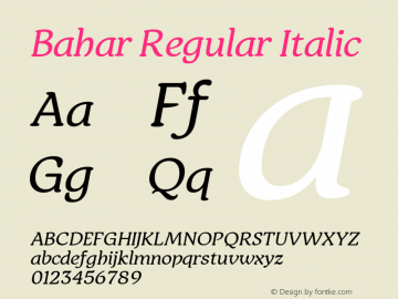 Bahar-RegularItalic 1.000图片样张