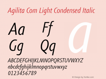 Agilita Com Light Condensed Italic Version 1.02图片样张