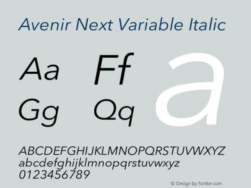 Avenir Next Variable Italic Version 1.00图片样张