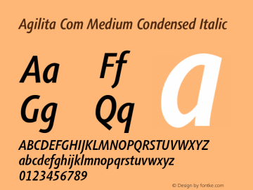 Agilita Com Medium Condensed Italic Version 1.02图片样张