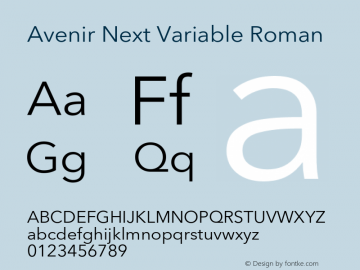 Avenir Next Variable Roman Version 1.00图片样张