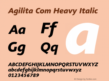 Agilita Com Heavy Italic Version 1.02图片样张