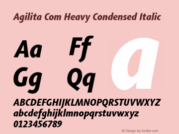 Agilita Com Heavy Condensed Italic Version 1.02图片样张