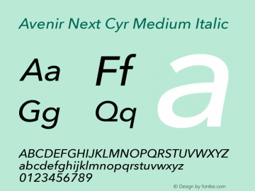 Avenir Next Cyr Medium Italic Version 2.00图片样张