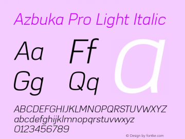 Azbuka Pro Light Italic Version 1.000图片样张