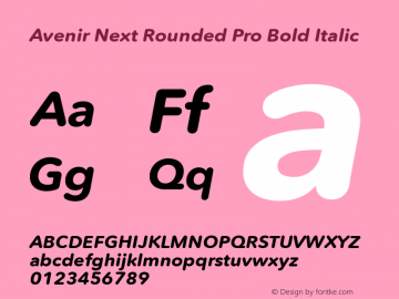 Avenir Next Rounded Pro Bold Italic Version 2.00图片样张