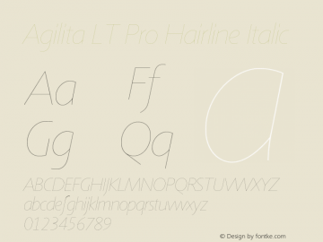 AgilitaLTPro-HairlineItalic Version 1.01图片样张