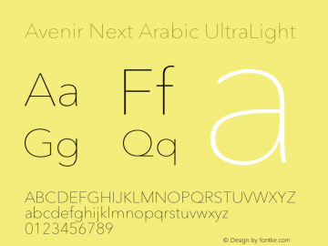 Avenir Next Arabic UltraLight Version 1.00图片样张