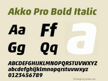 Akko Pro Bold Italic Version 1.00图片样张