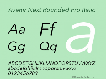 AvenirNextRoundedPro-Italic Version 2.00图片样张