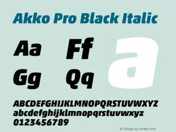 AkkoPro-BlackItalic Version 1.00图片样张