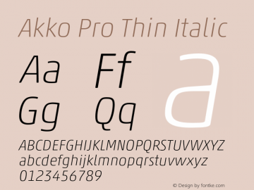 AkkoPro-ThinItalic Version 1.00图片样张